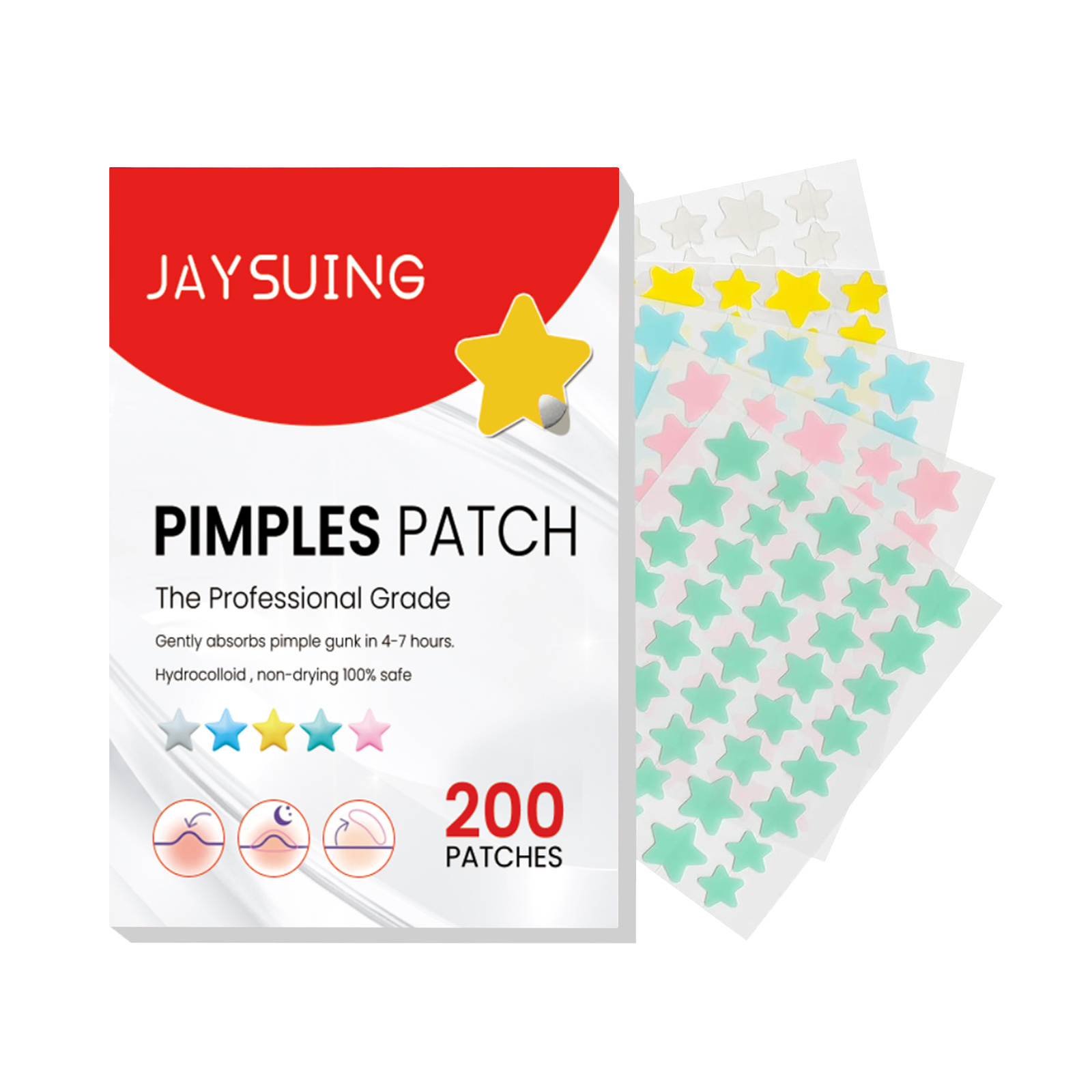 Pimple Patches,Pimple Patches For Face, Hydrocolloid Acne Patches, Cute Star Stickers Hydrocolloid Acne Pimple Patch For Covering Zits And Blemishes - Image 4